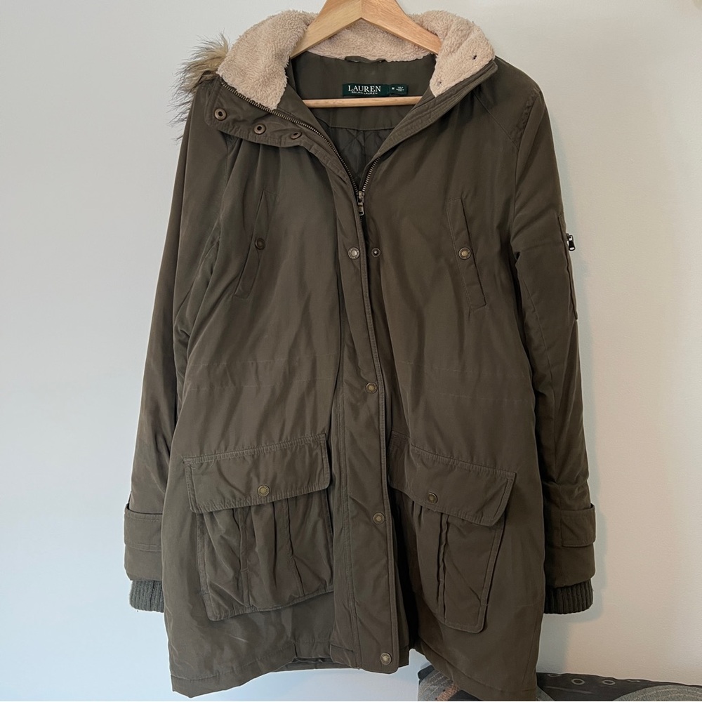 Lauren Ralph Lauren Olive Utility Jacket with Hood